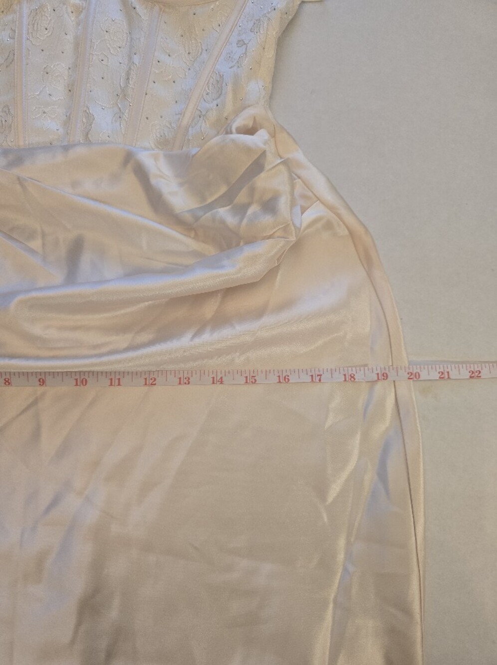 Dear Emilia By Hello Molly Shimmering Horizon Satin Maxi Dress Cream Size S - Picture 8 of 13